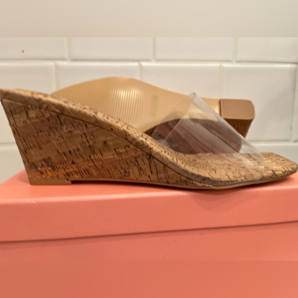 Clear PVC Cork Wedge Sandals - Women